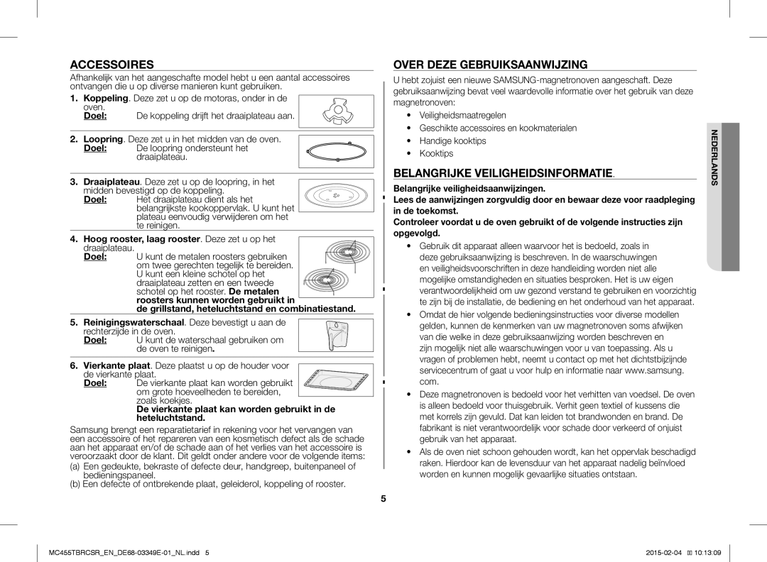 Samsung MC455TBRCSR/EN, MC455TBRCBB/EN manual Over Deze Gebruiksaanwijzing, Belangrijke Veiligheidsinformatie 