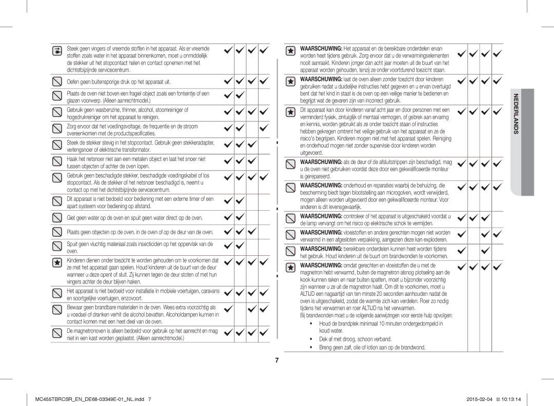 Samsung MC455TBRCSR/EN, MC455TBRCBB/EN manual Oefen geen buitensporige druk op het apparaat uit 