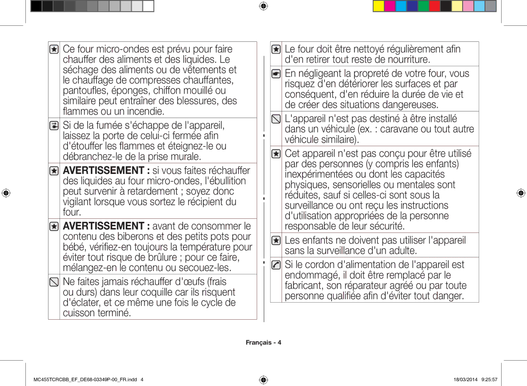 Samsung MC455TCRCBB/EF manual Français 