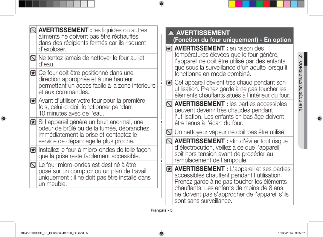 Samsung MC455TCRCBB/EF manual Fonction du four uniquement En option 