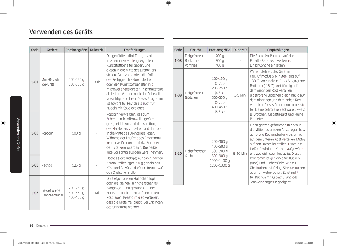 Samsung MC455TERCBB/EN manual Ist sowohl für Ravioli als auch für, Nudeln mit Soße geeignet, Popcorn verwenden, das zum 