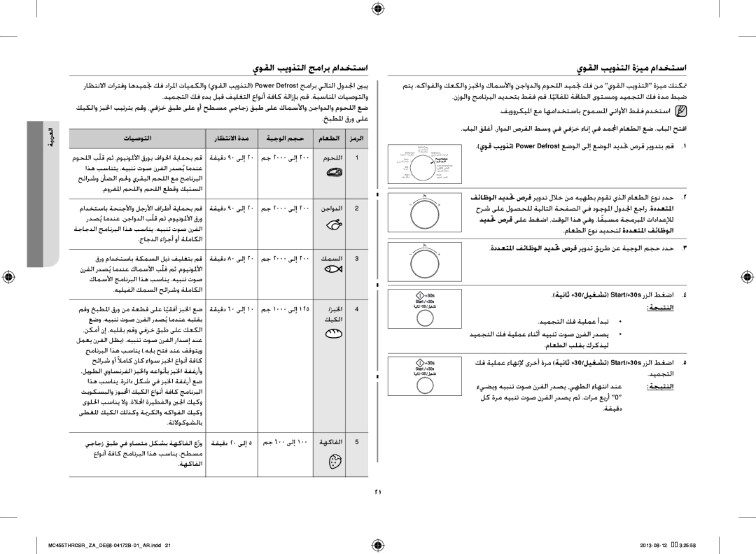 Samsung MC455THRCSR/SG, MC455THRCSR/ZA, MC455THRCSR/YA manual يوقلا بيوذتلا جمارب مادختسا, يوقلا بيوذتلا ةزيم مادختسا 