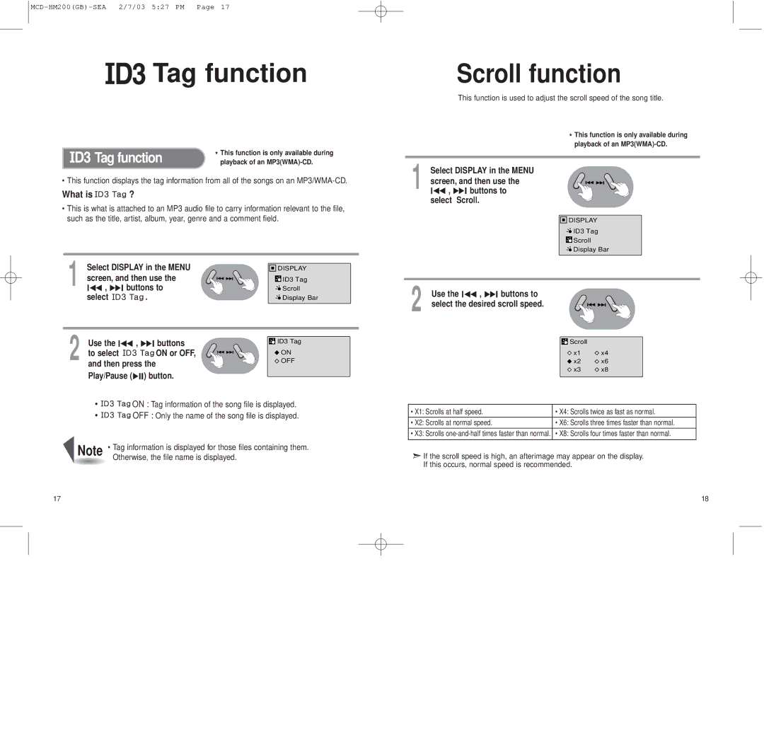 Samsung MCD-HM200 instruction manual Scroll function, Tag function, What is ? 