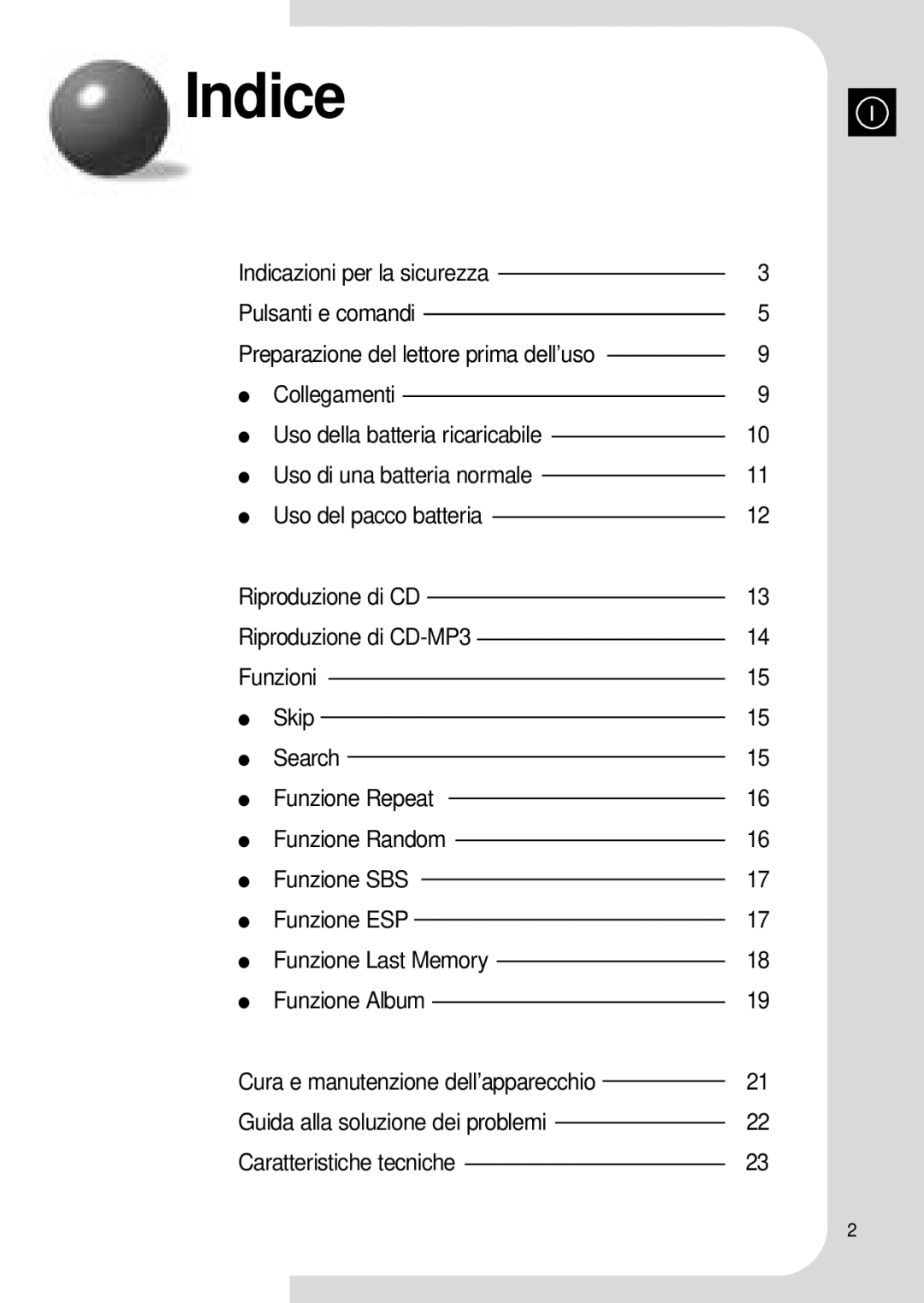 Samsung MCD-MP65 manual Indice, Skip 