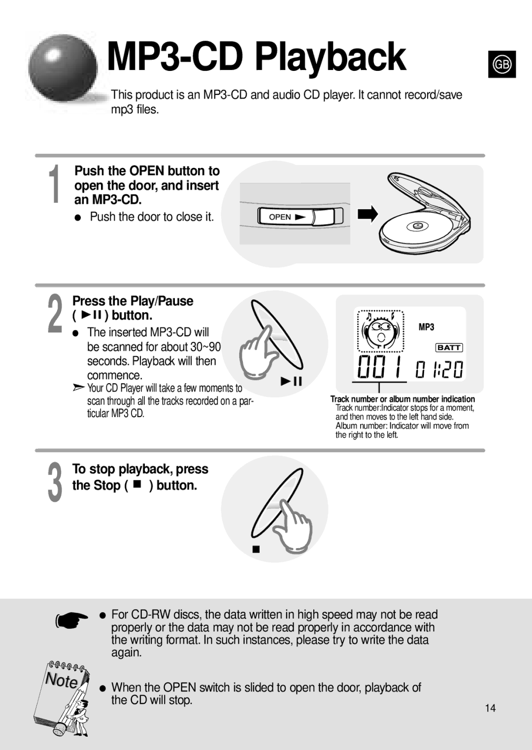 Samsung MCD-MP67 instruction manual MP3-CD Playback 