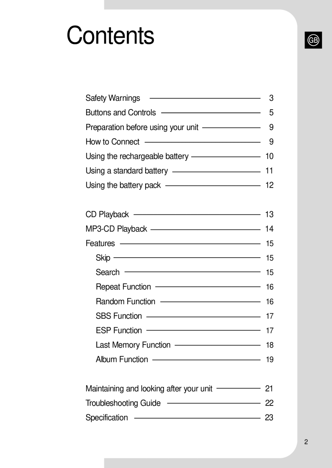 Samsung MCD-MP67 instruction manual Contents 