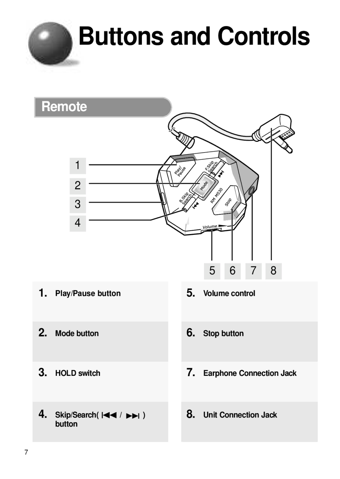 Samsung MCD-MP67 instruction manual Remote 