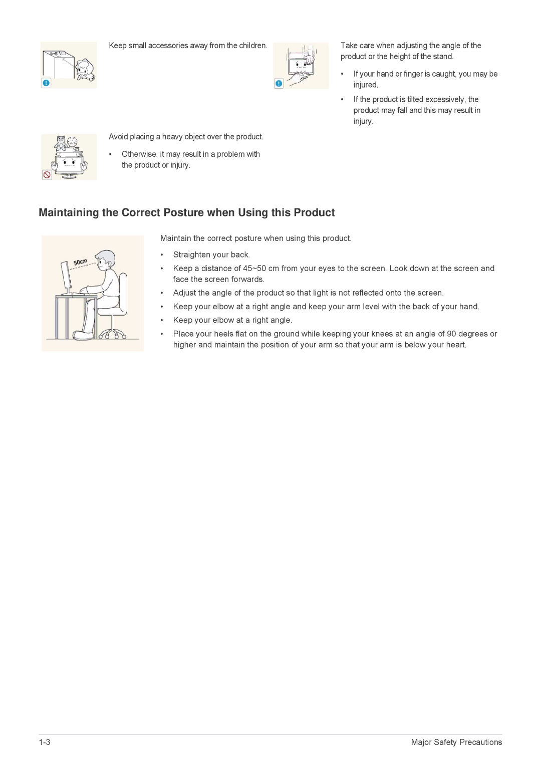 Samsung MD230X3, MD230X6 user manual Maintaining the Correct Posture when Using this Product 