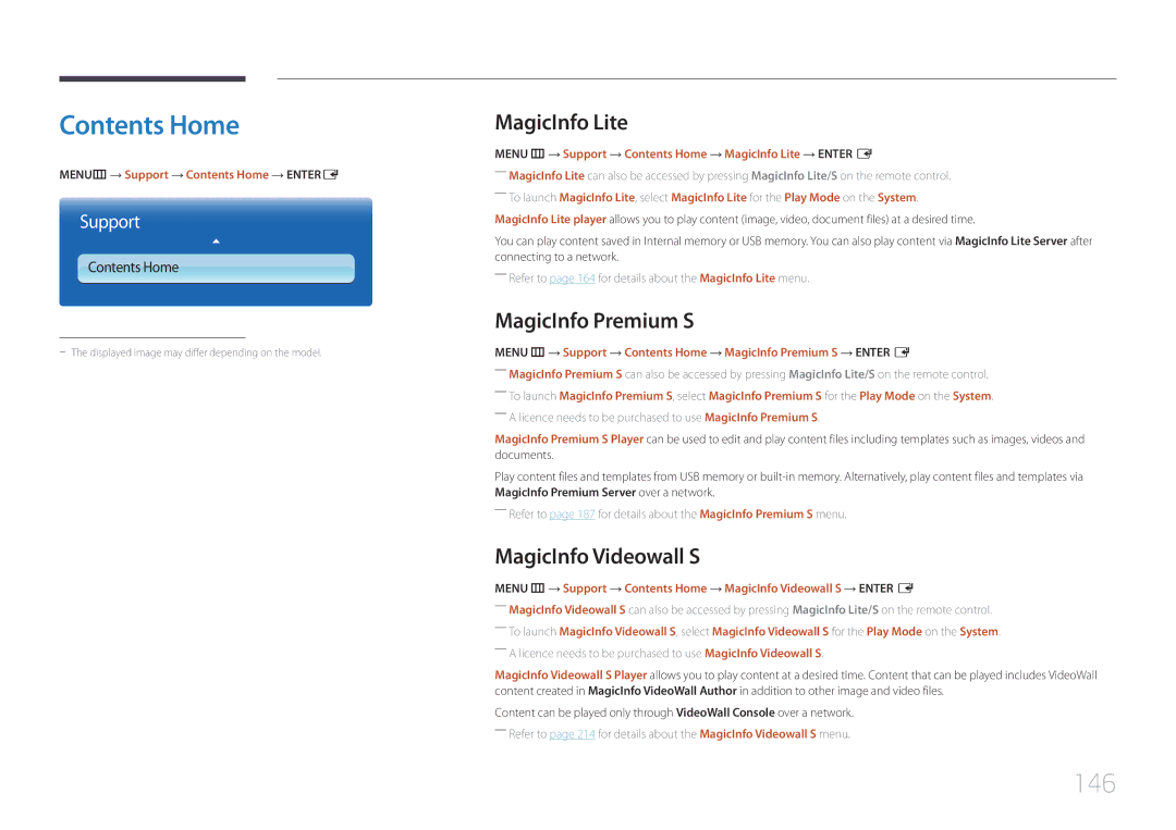 Samsung MD40C, MD32C, MD55C user manual Contents Home 