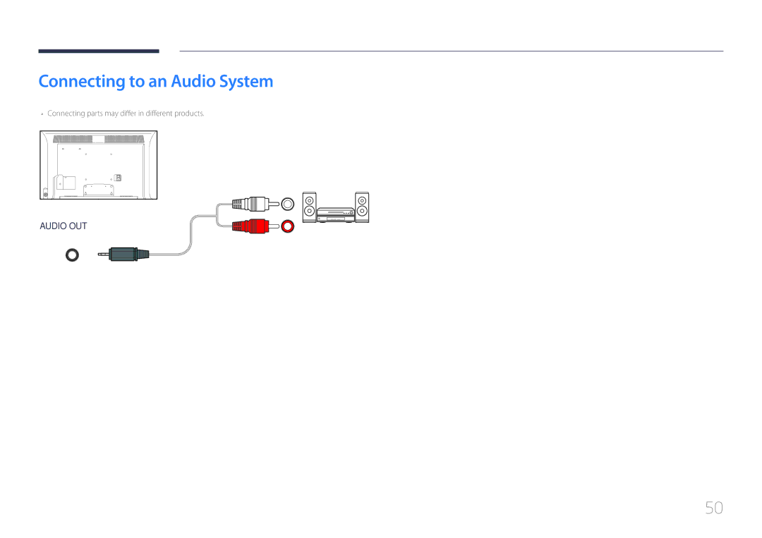 Samsung MD40C, MD32C, MD55C user manual Connecting to an Audio System 