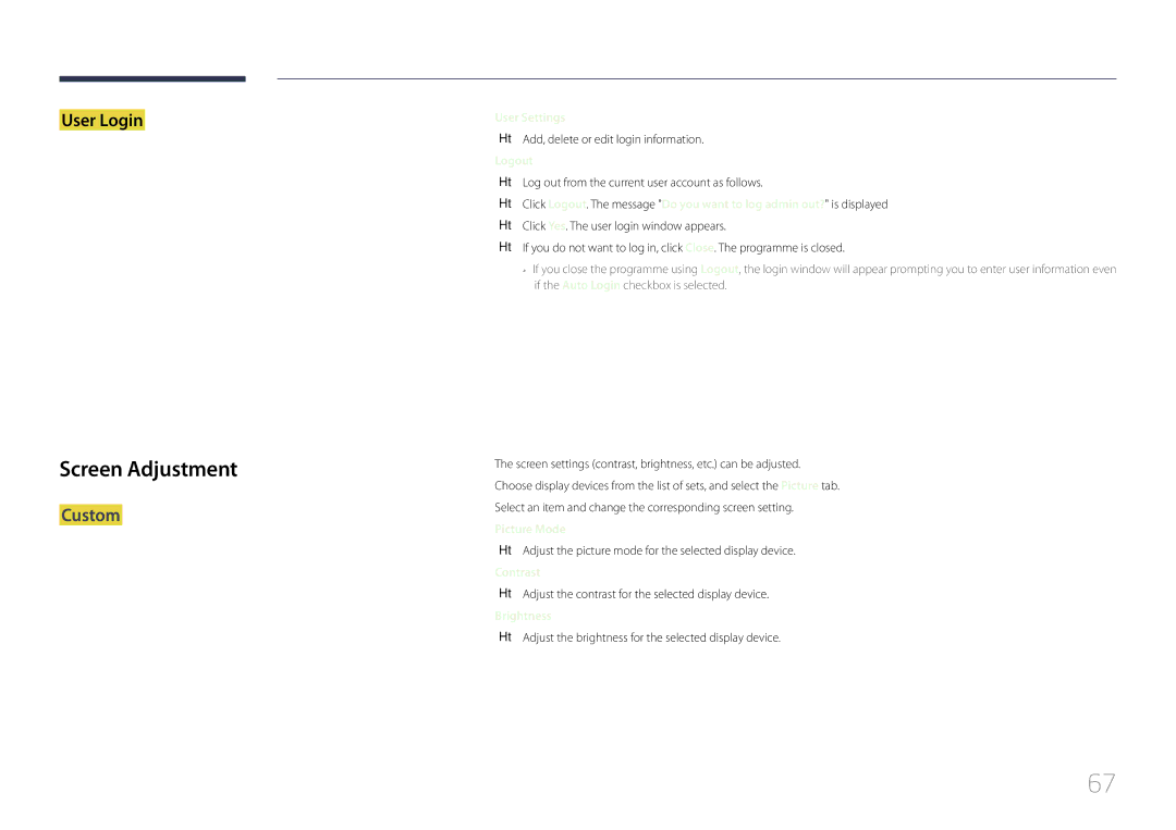 Samsung MD55C, MD32C, MD40C user manual Screen Adjustment, Custom 