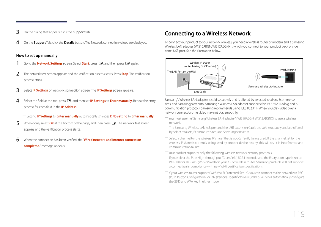 Samsung MD55C, MD32C user manual 119, Connecting to a Wireless Network 