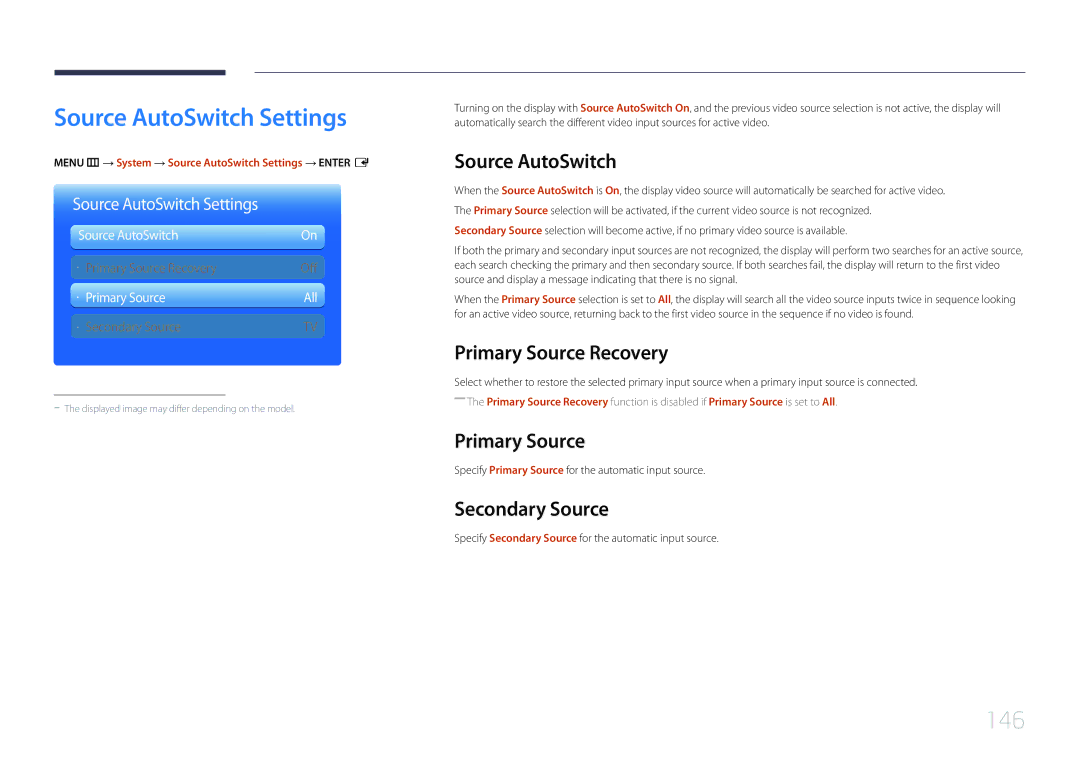 Samsung MD32C, MD55C user manual Source AutoSwitch Settings, 146 