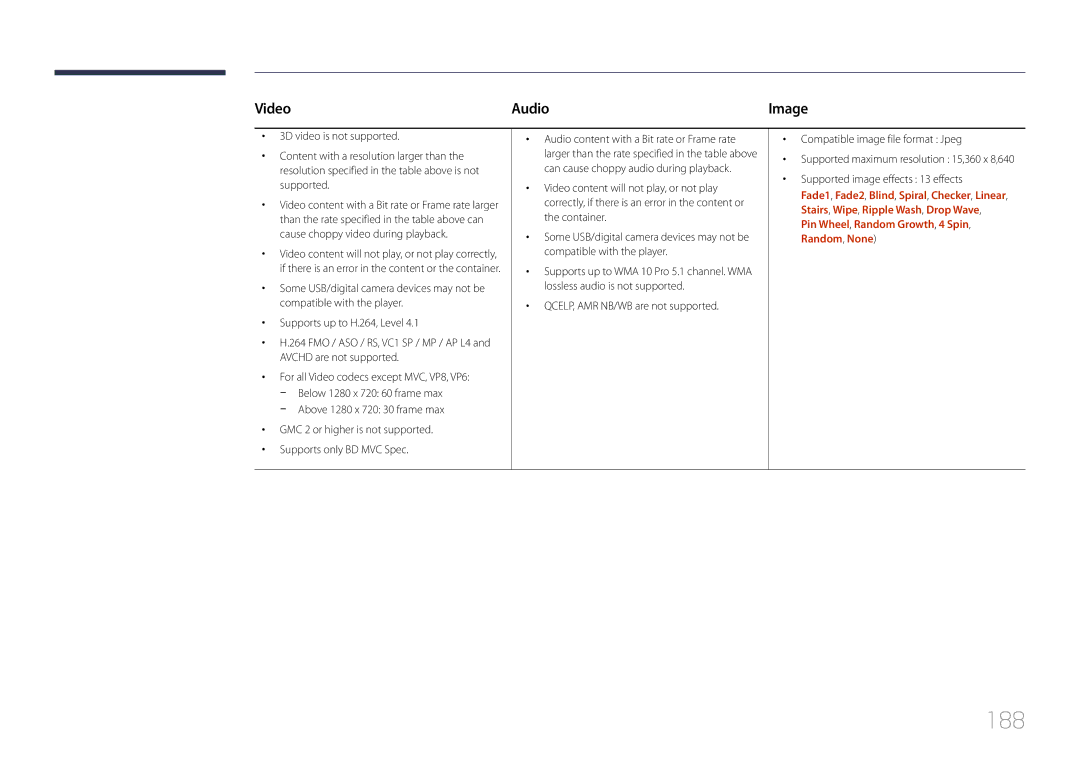 Samsung MD32C, MD55C user manual 188, Video Audio 