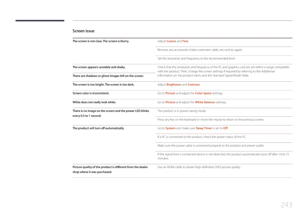 Samsung MD55C, MD32C user manual 243, Adjust Brightness and Contrast 