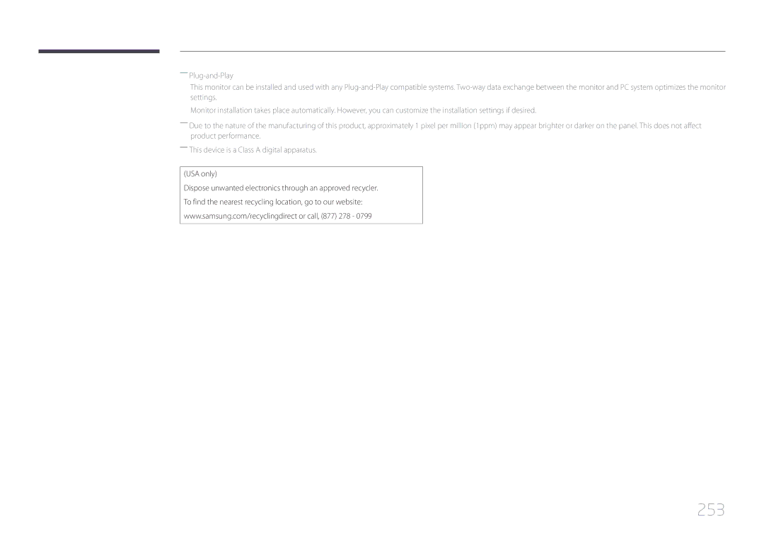 Samsung MD55C, MD32C user manual 253, USA only 