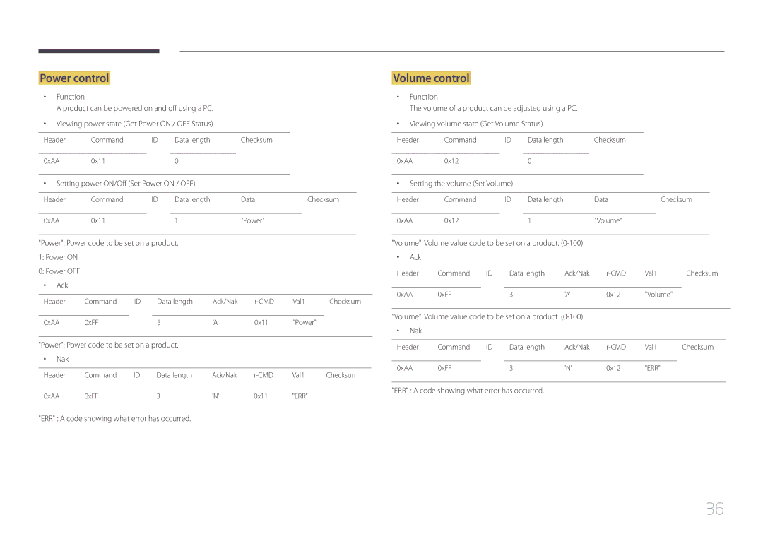 Samsung MD32C, MD55C user manual Power control, Volume control 