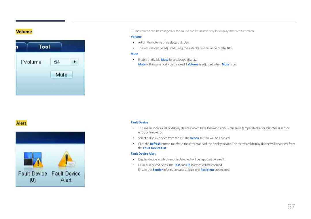 Samsung MD55C, MD32C user manual Alert, Volume 