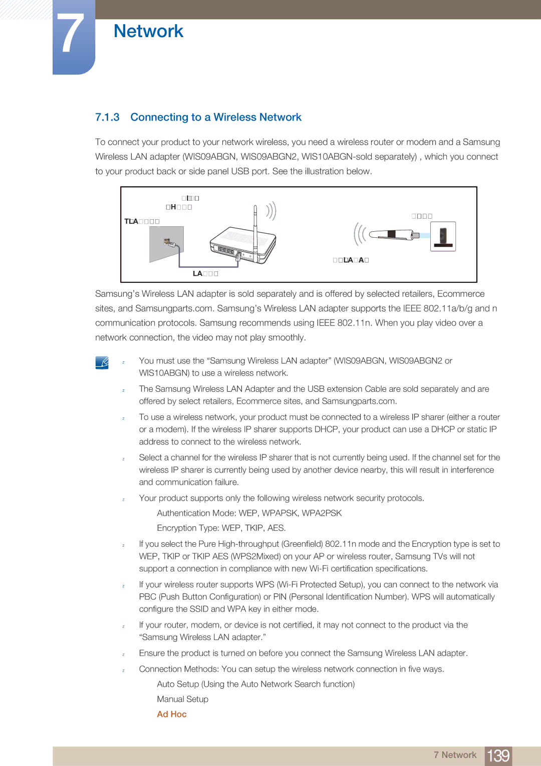 Samsung MD46B, MD40B user manual Connecting to a Wireless Network, Ad Hoc 