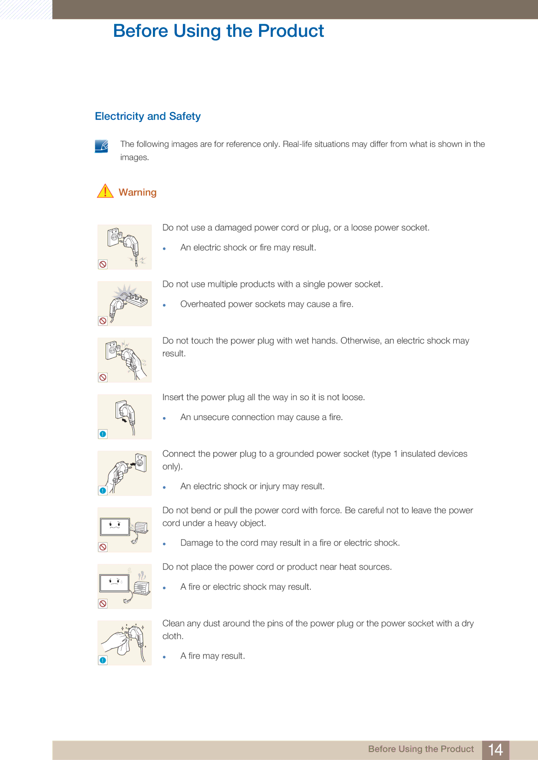 Samsung MD40B, MD46B user manual Electricity and Safety 