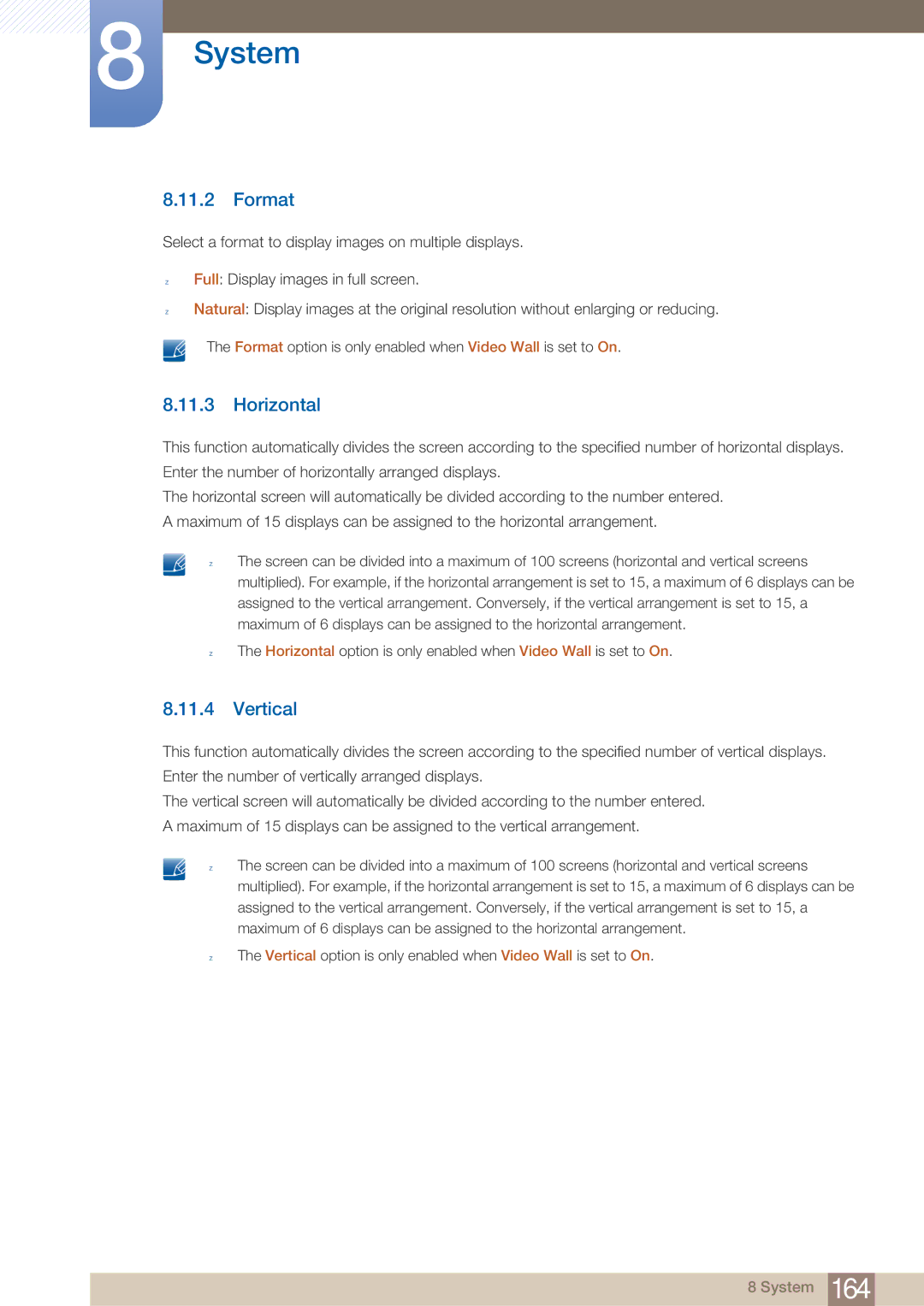 Samsung MD40B, MD46B user manual Format, Horizontal, Vertical 