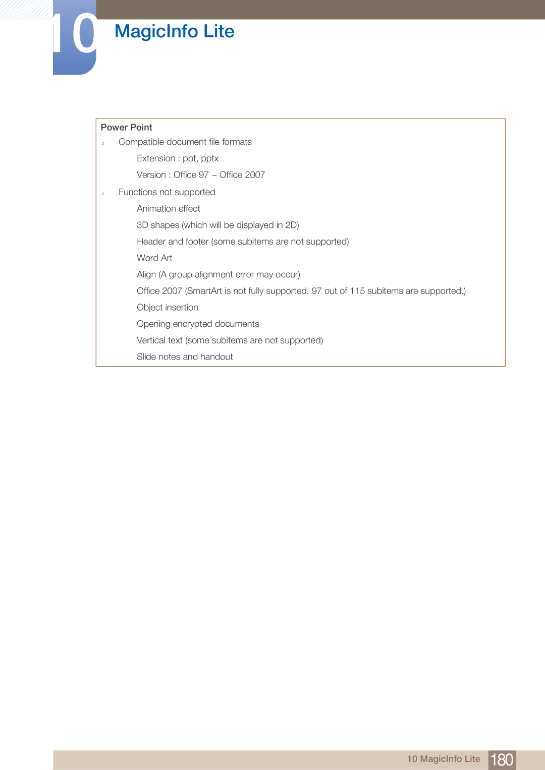 Samsung MD40B, MD46B user manual MagicInfo Lite 