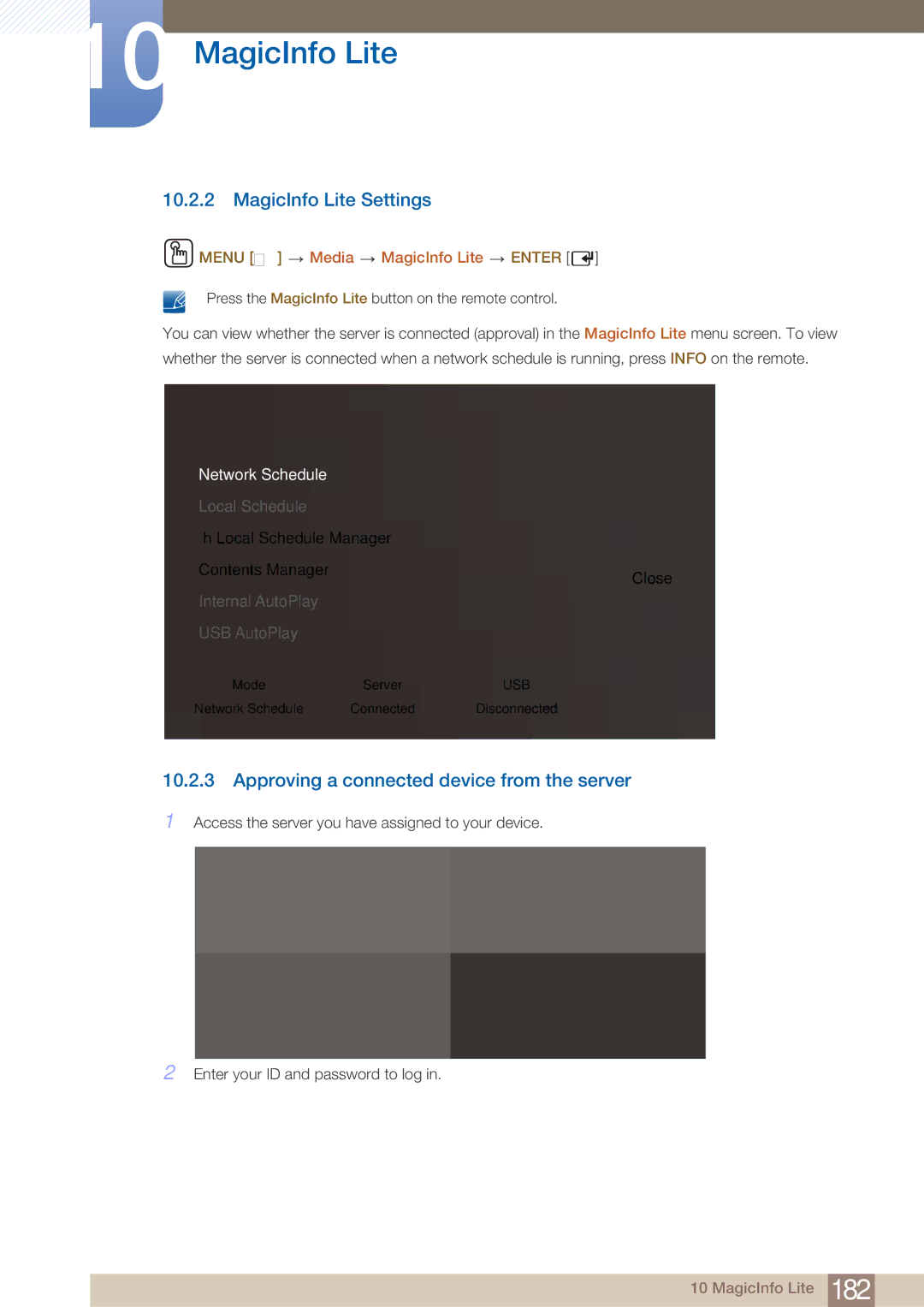 Samsung MD40B, MD46B user manual MagicInfo Lite Settings, Approving a connected device from the server 