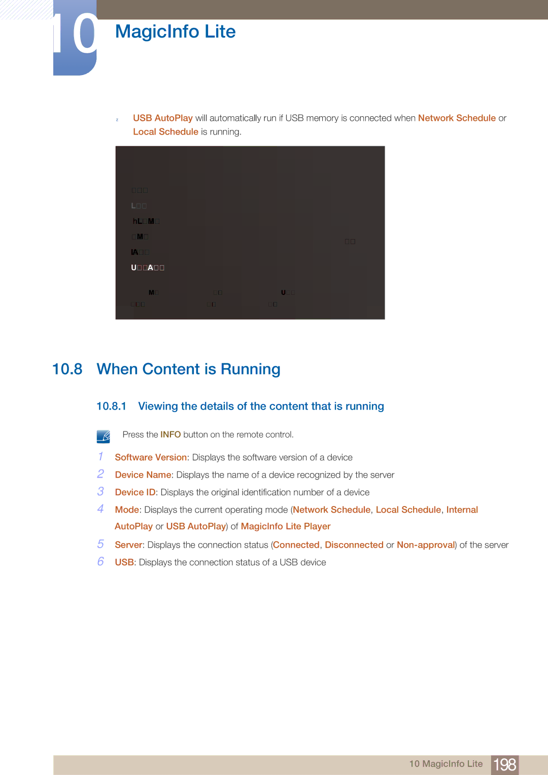 Samsung MD40B, MD46B user manual When Content is Running, Viewing the details of the content that is running 