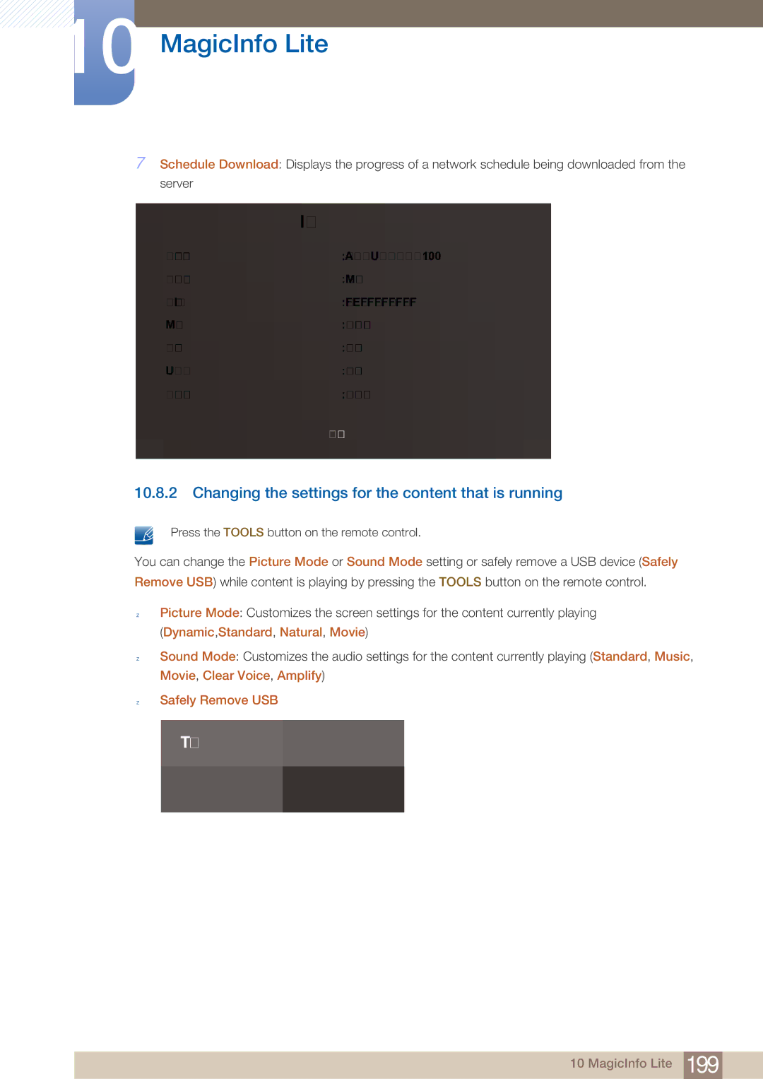 Samsung MD46B, MD40B user manual Information, Changing the settings for the content that is running 