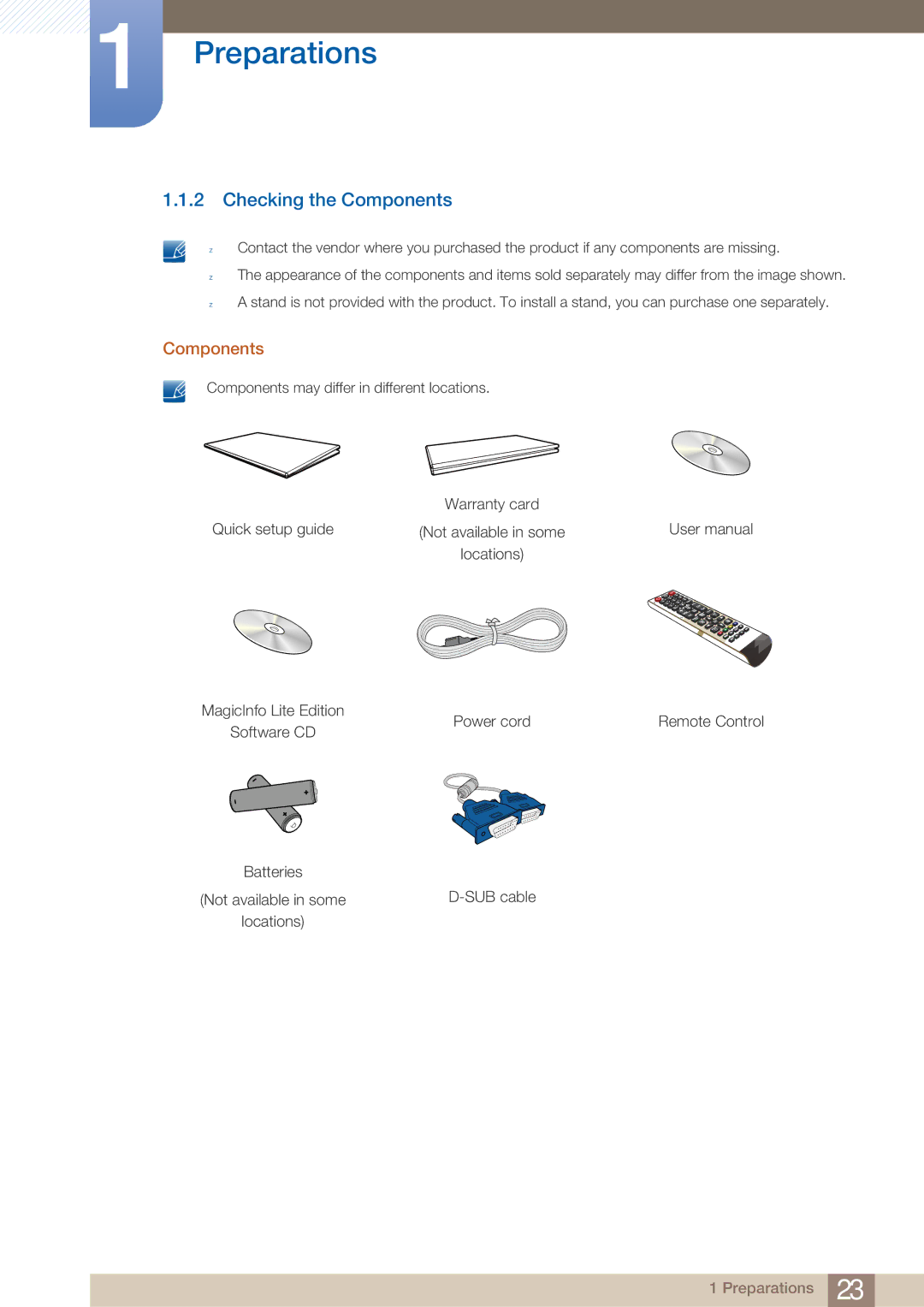 Samsung MD46B, MD40B user manual Checking the Components 