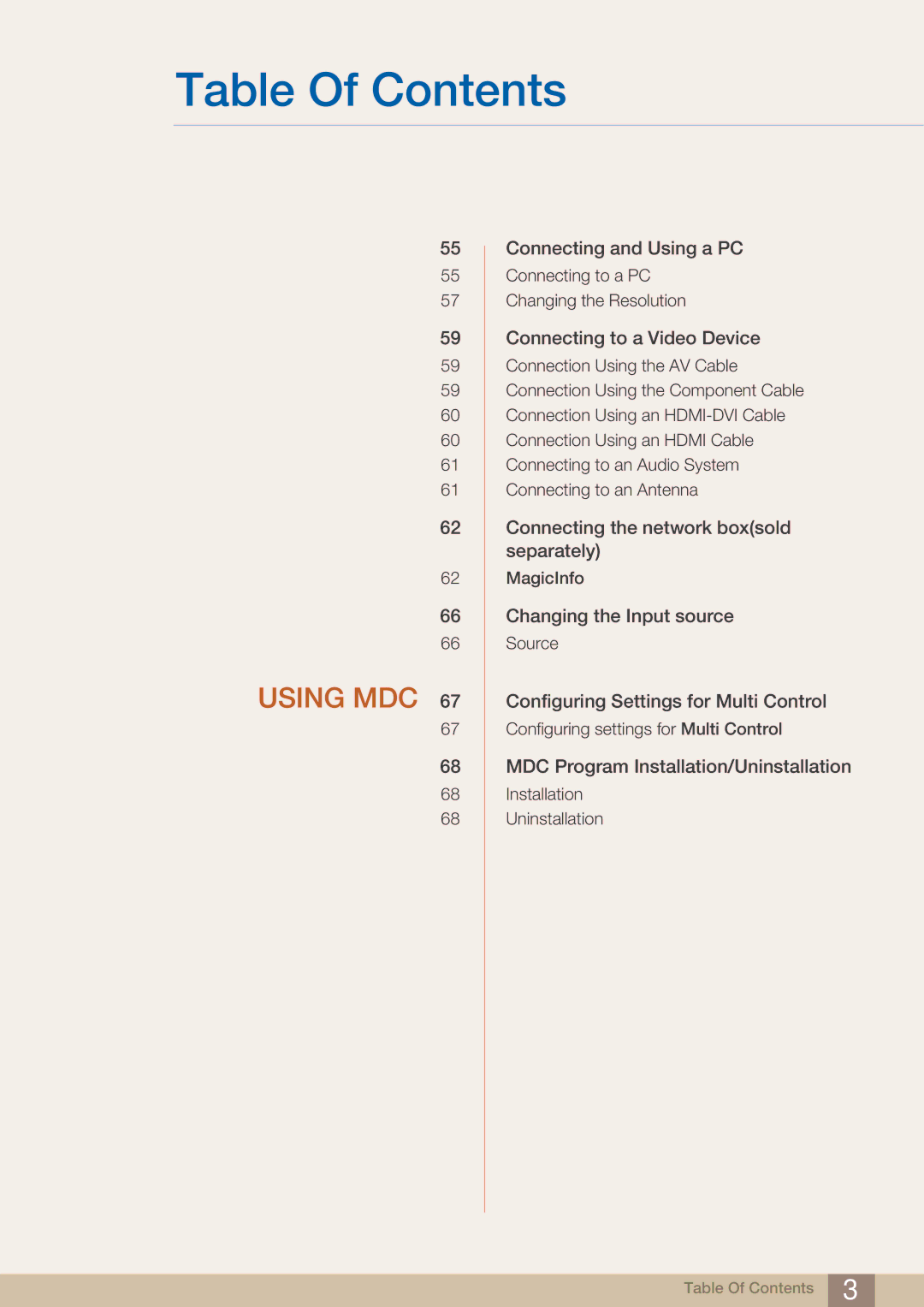 Samsung MD46B, MD40B user manual Using MDC 