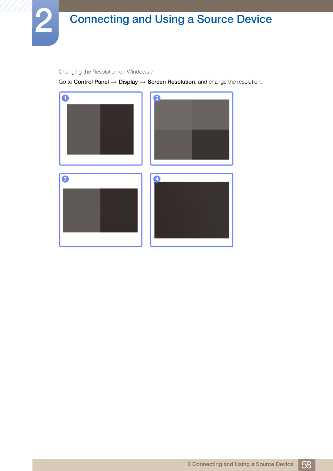 Samsung MD40B, MD46B user manual Changing the Resolution on Windows 