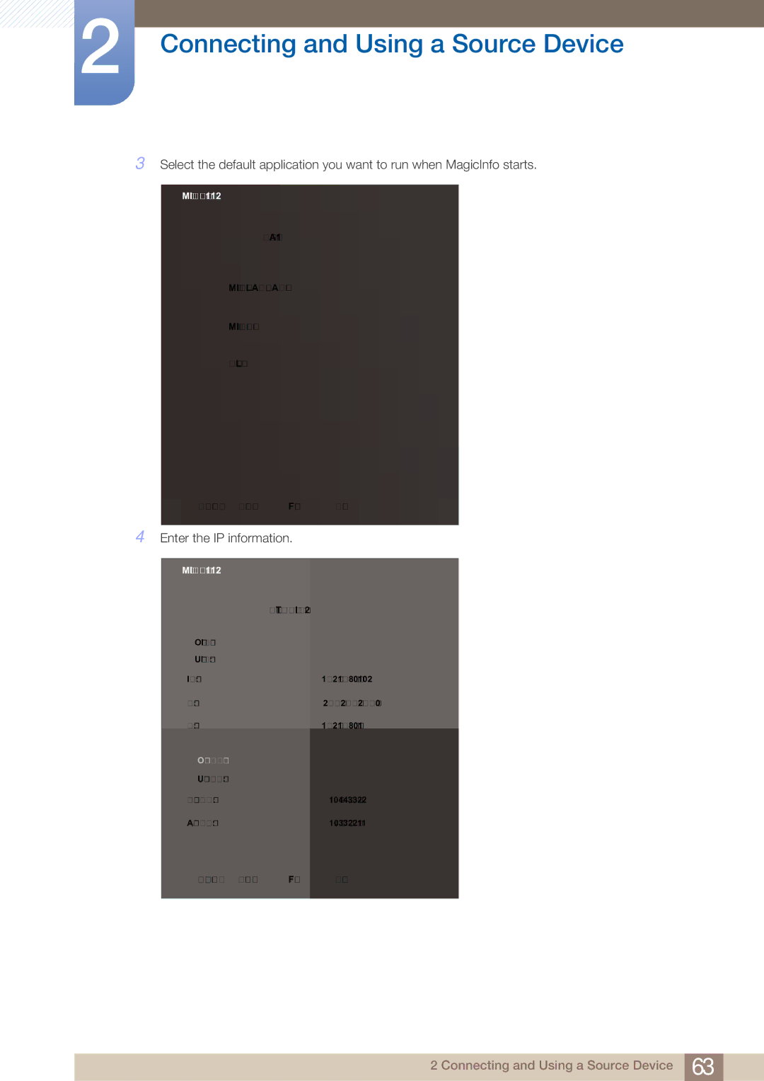 Samsung MD46B, MD40B user manual Enter the IP information, MagicInfo Setup Wizard 