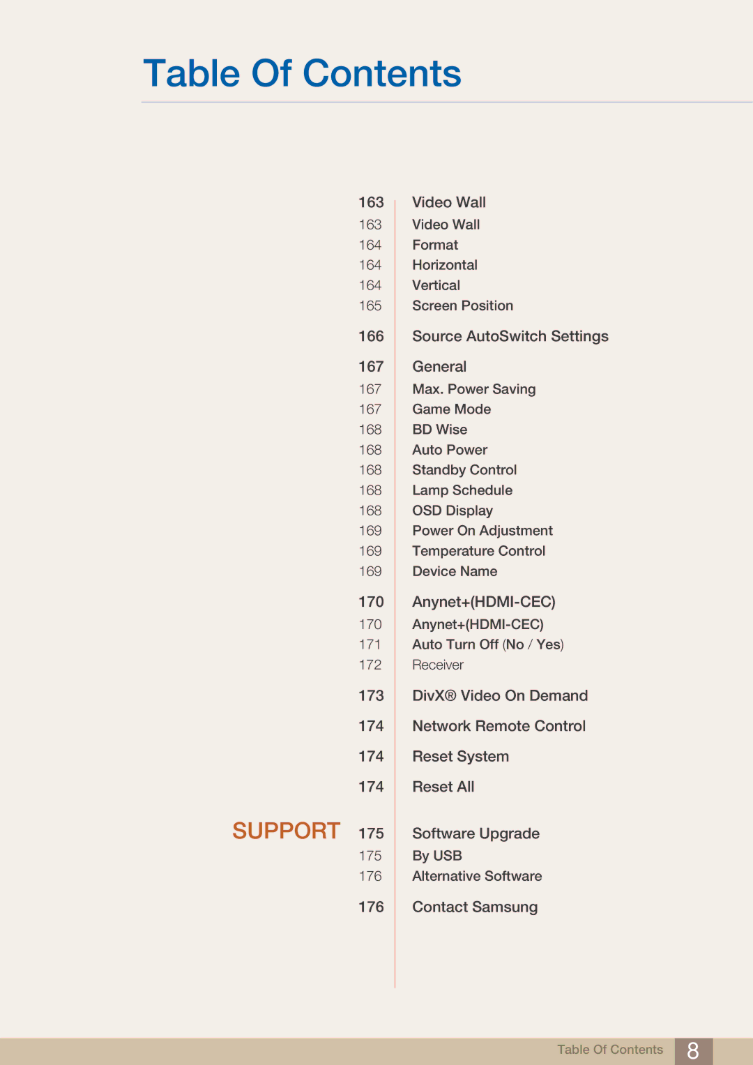 Samsung MD40B, MD46B user manual Support 