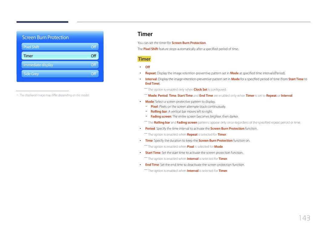 Samsung MD65C user manual 143, Timer 