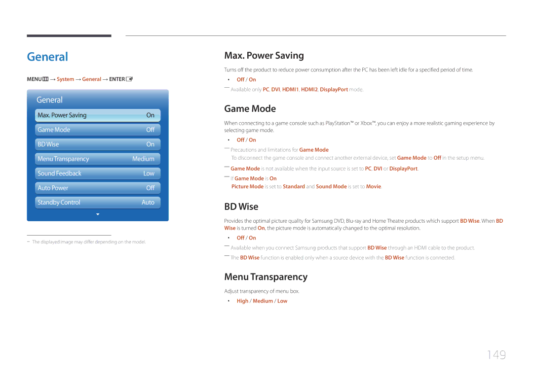 Samsung MD65C user manual General, 149 