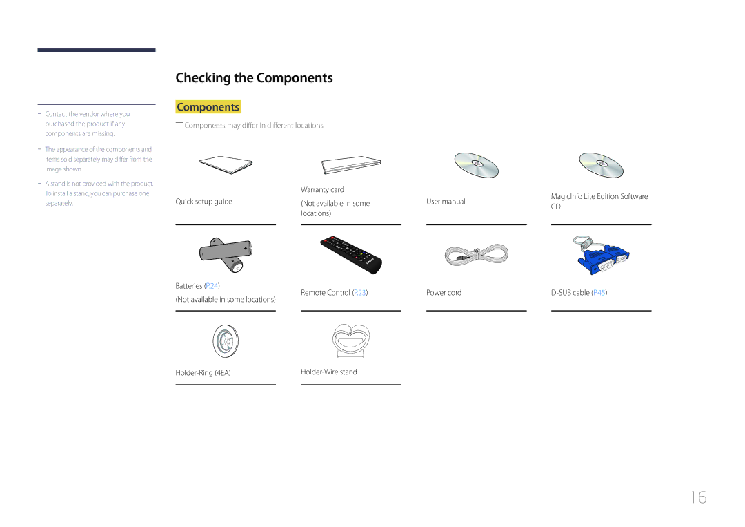 Samsung MD65C user manual Checking the Components, Warranty card 