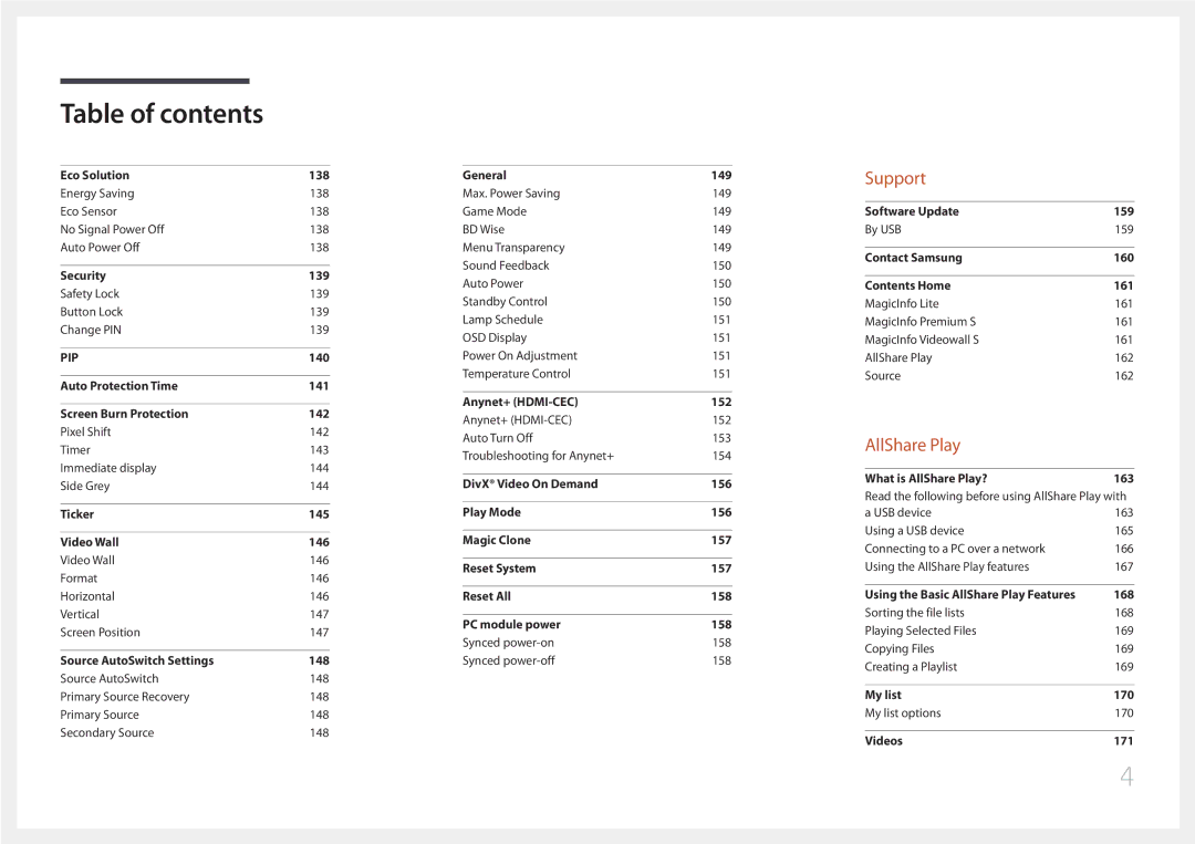 Samsung MD65C user manual Support 