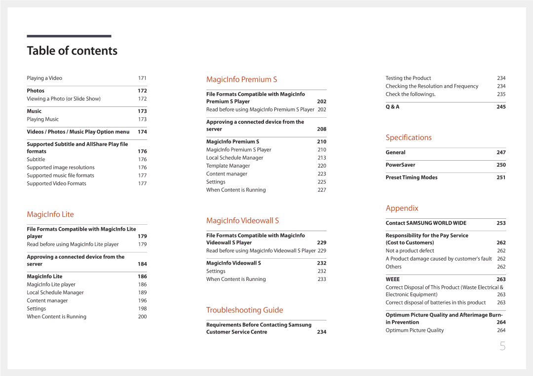 Samsung MD65C user manual Specifications 