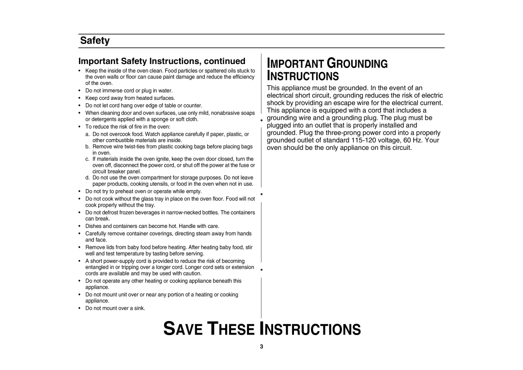 Samsung MD800 owner manual Important Grounding Instructions 