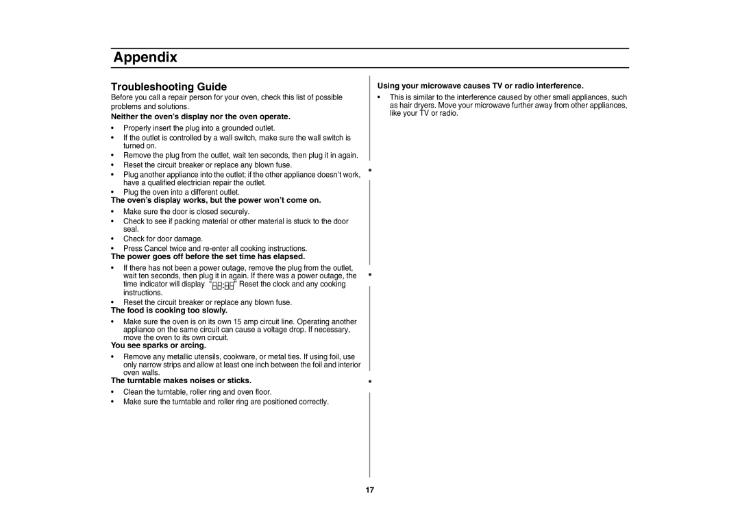 Samsung MD800SE/ZAM manual Appendix, Troubleshooting Guide 