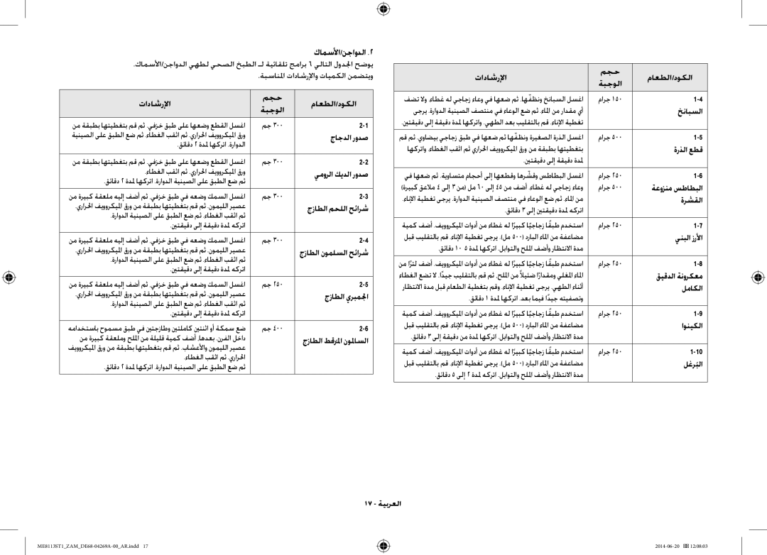 Samsung ME8113ST1/ZAM, ME0113M1/ZAM manual كامسلأا/نجاودلا 