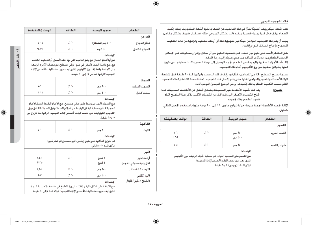 Samsung ME8113ST1/ZAM يهطلا ليلد ةقيقدلاب تقولا ةقاطلا ةبجولا مجح ماعطلا نجاودلا, ةهكافلا, زبلخا, محللا حئارش, 27 ةيبرعلا 