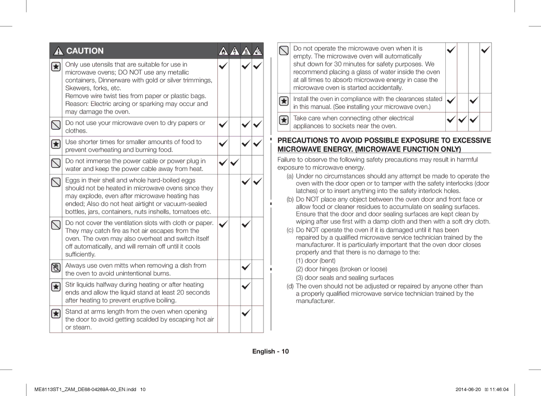 Samsung ME0113M1/ZAM, ME8113ST1/ZAM manual English 