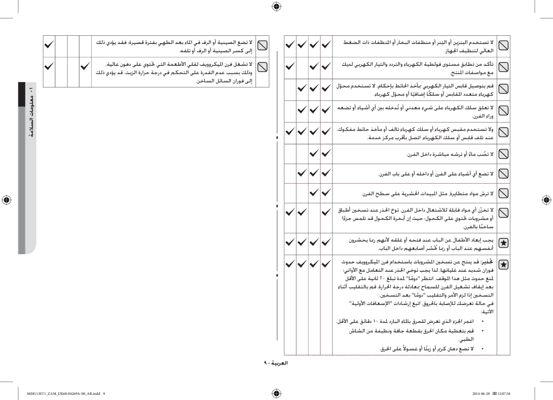 Samsung ME8113ST1/ZAM, ME0113M1/ZAM manual نخاسلا لئاسلا ناروف ىلإ 