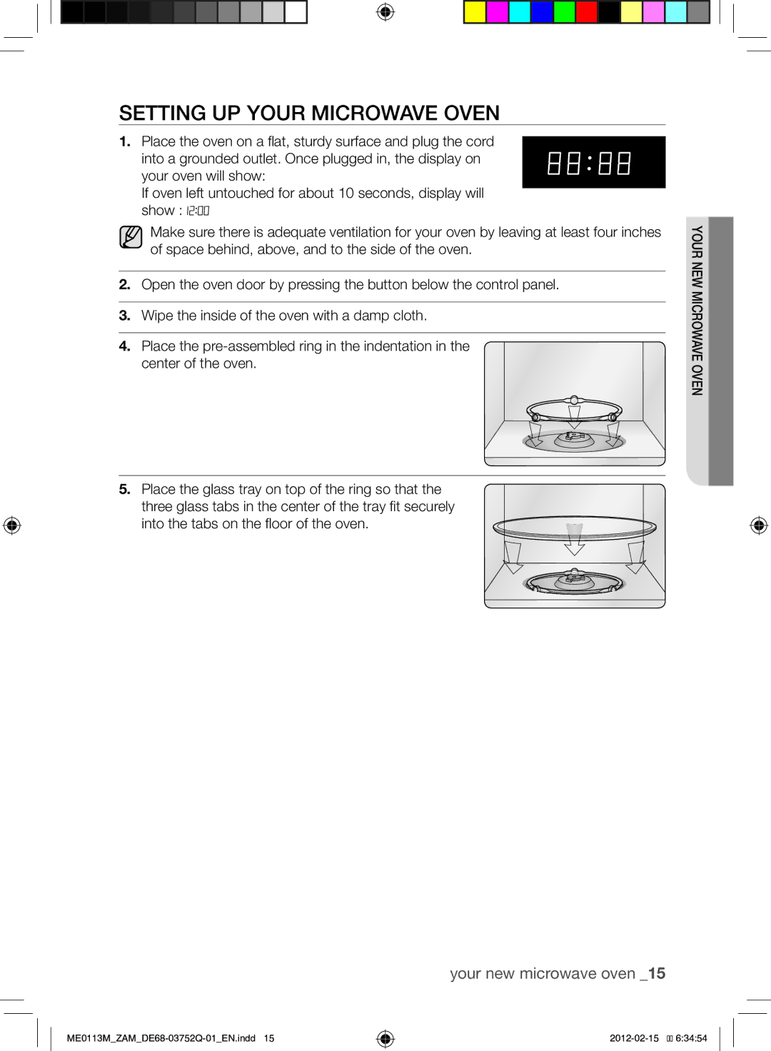 Samsung ME0113M/ZAM manual Setting Up Your Microwave Oven, Into the tabs on the floor of the oven 