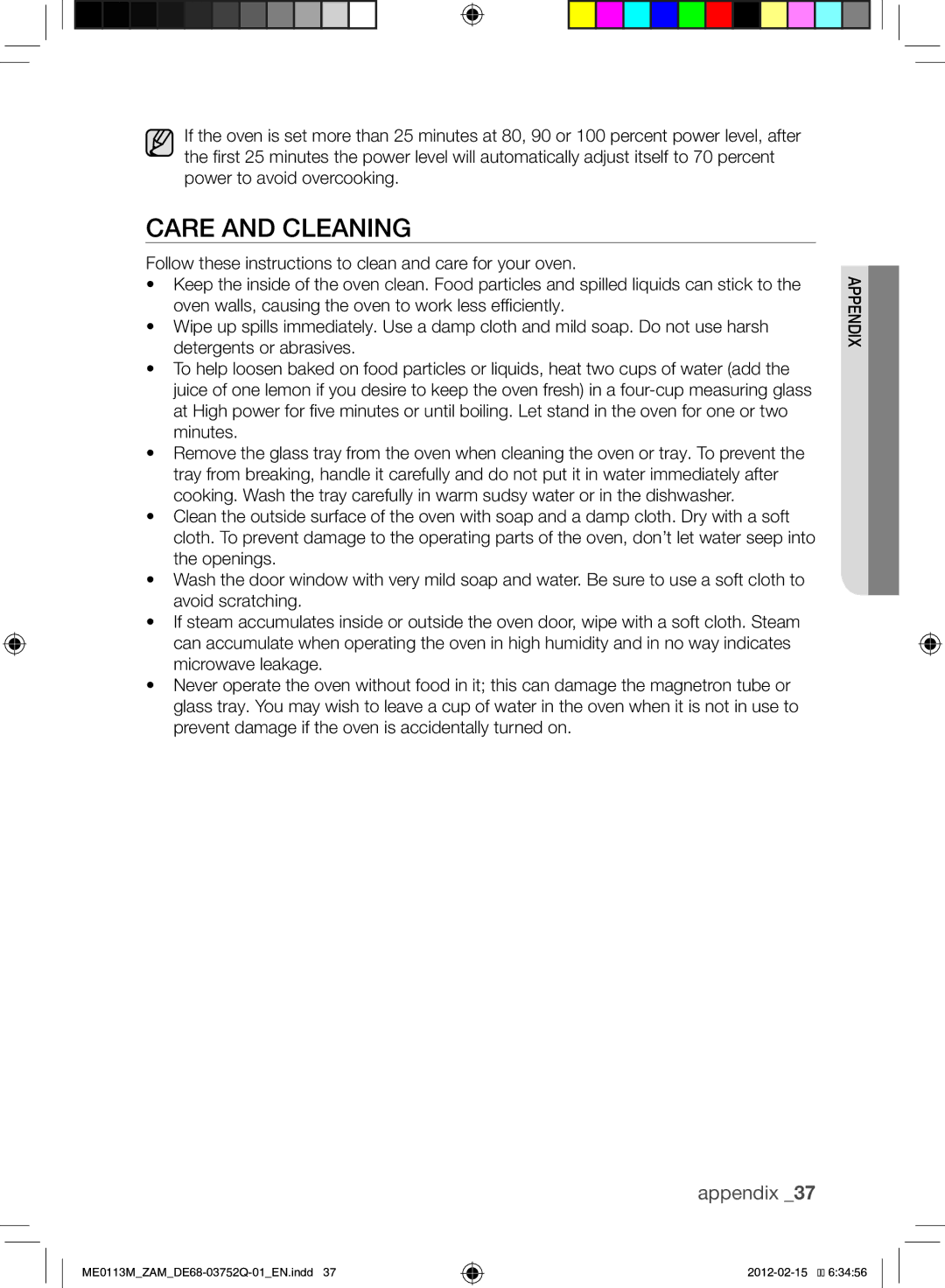 Samsung ME0113M/ZAM manual Care and Cleaning 