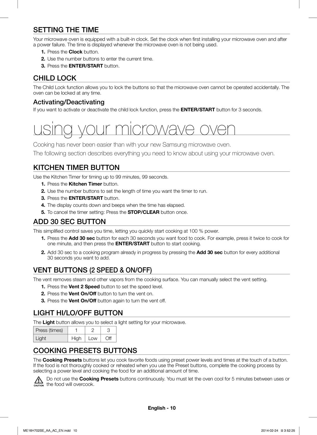 Samsung ME16H702SE user manual Using your microwave oven 