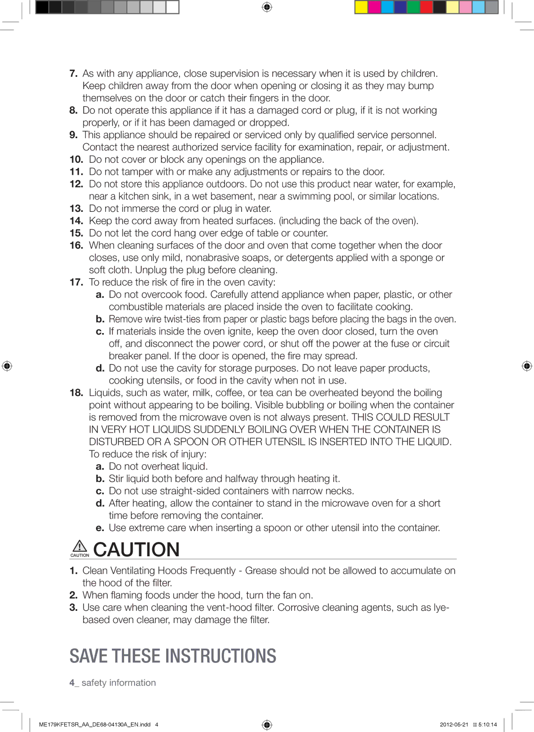 Samsung ME179KFETSR user manual Safety information 