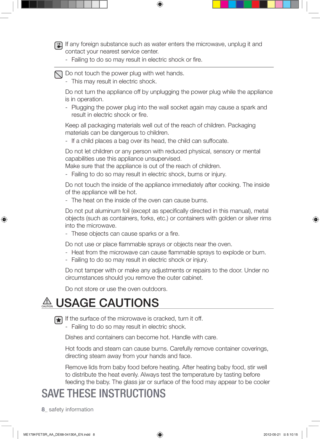 Samsung ME179KFETSR user manual Safety information 